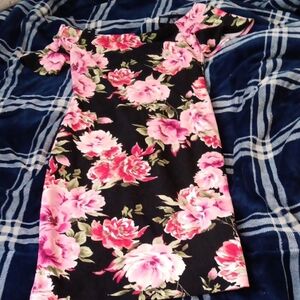 Floral Black and Pink Women's Dress